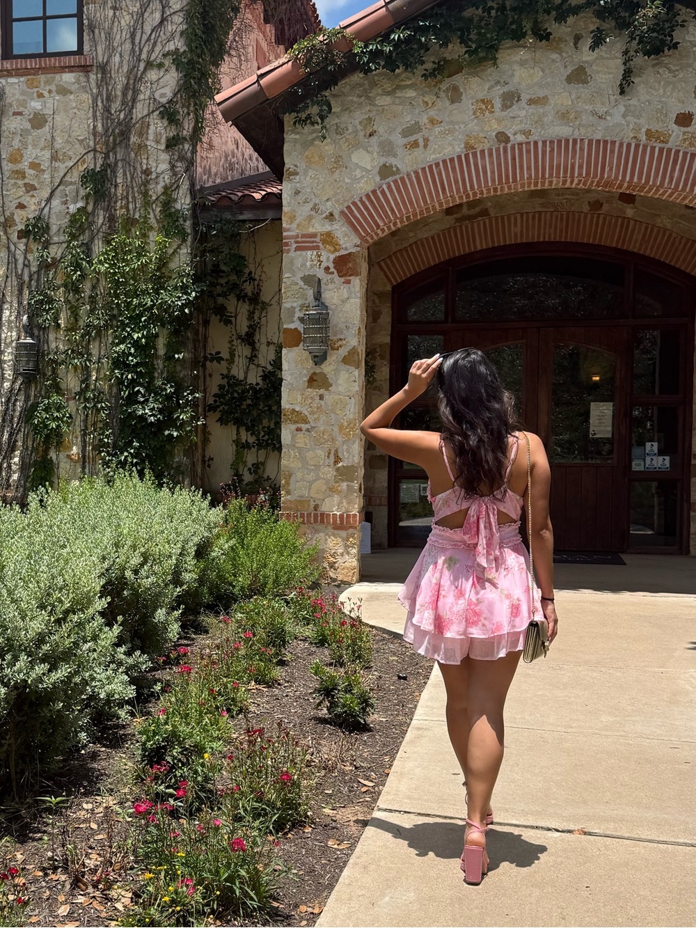 Pink Floral Tie-Back Romper